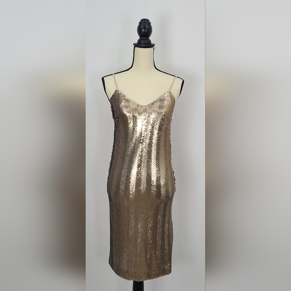 J. Crew Sequin Spaghetti Strap Slip Dress, Champagne/ Light Gold Dress, …